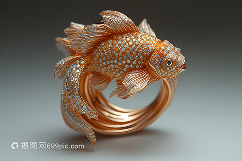 精美的钻石金鱼工艺品